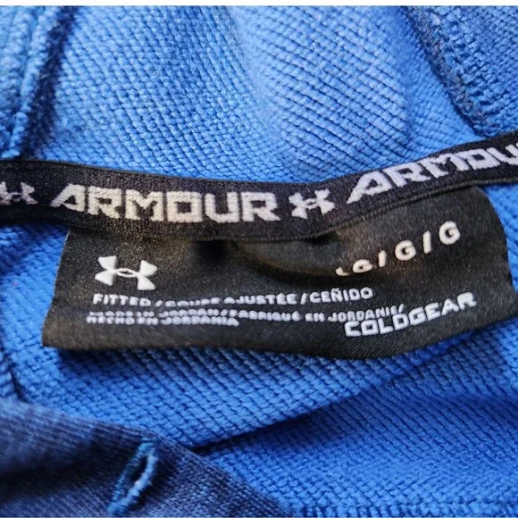 Under‎ Armour UA Mens Blue ColdGear Hooded Pullover Sweatshirt Activewear Size L - Picture 12 of 15